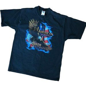 American by Birth Biker by Choice Black T-Shirt Size Large Men's Motorcycle